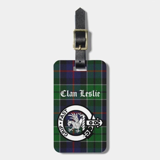 Clan Leslie Tartan & Crest Bagage Label (Voorkant verticaal)