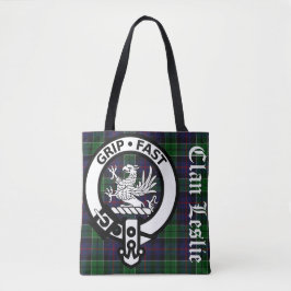 Clan Leslie Tartan & Crest Canvas tas