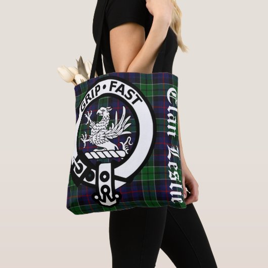 Clan Leslie Tartan & Crest Canvas tas (Dichtbij)