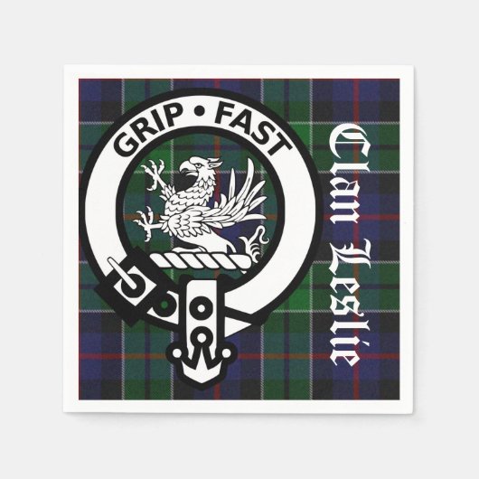 Clan Leslie Tartan & Crest Paper Napkins Servet (Voorkant)