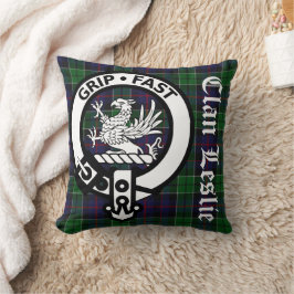 Clan Leslie Tartan & Crest Sierkussen