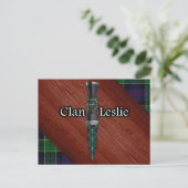 Clan Leslie Tartan Sgian Dubh Blade Briefkaart (Staand voorkant)