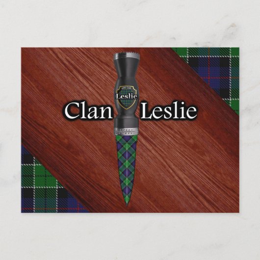 Clan Leslie Tartan Sgian Dubh Blade Briefkaart (Voorkant)