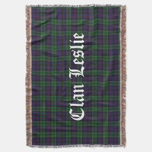Clan Leslie Tartan Throw Deken (Voorkant Verticaal)