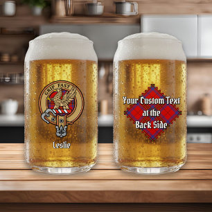 Clan Leslie Wapen over Rode Tartan Blikvorm Glas