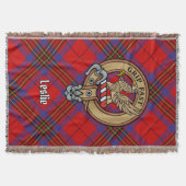 Clan Leslie-wapen over rode tartan Deken (Voorkant)