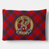 Clan Leslie Wapen over Rode Tartan Etui (Voorkant)