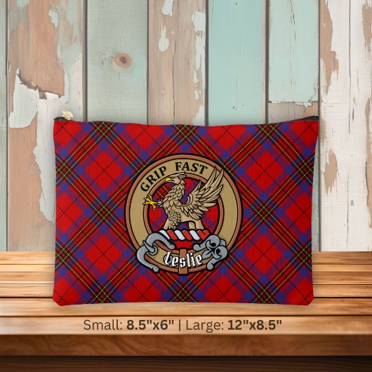 Clan Leslie Wapen over Rode Tartan Etui