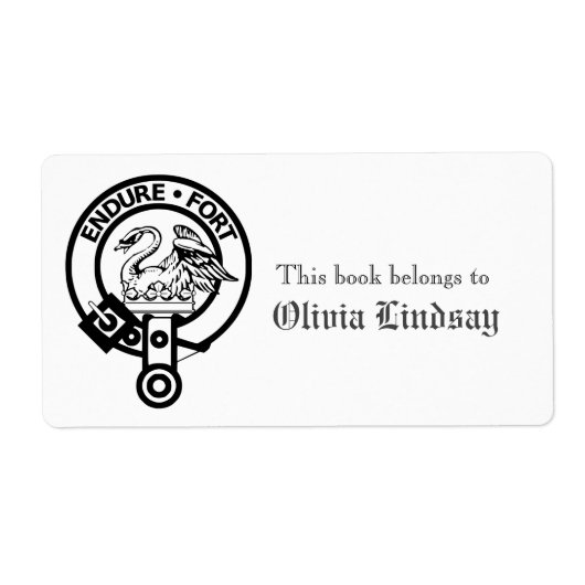 Clan Lindsay Crest Custom Bookplate Etiket (Voorkant)