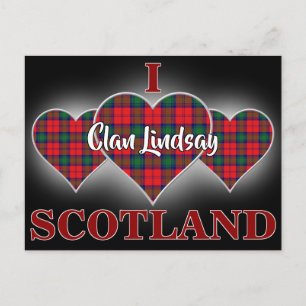Clan Lindsay I Love Scotland Tartan Heart Briefkaart