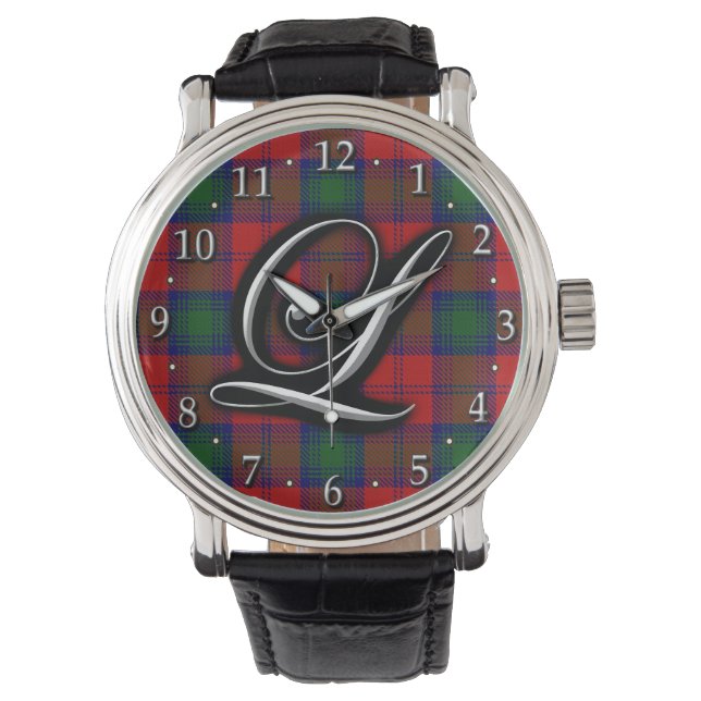 Clan Lindsay Lindsey Letter L Monogram Tartan Horloge (Voorkant)