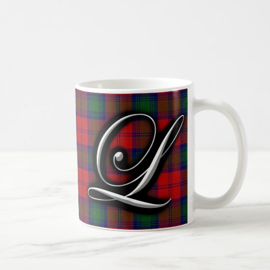 Clan Lindsay Lindsey Letter L Monogram Tartan Koffiemok (Rechts)
