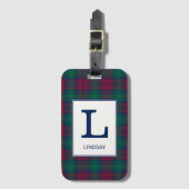 Clan Lindsay Tartan Monogrammed Bagagelabel (Voorkant (verticaal))