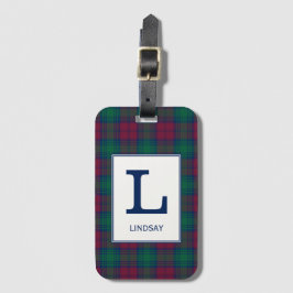 Clan Lindsay Tartan Monogrammed Bagagelabel
