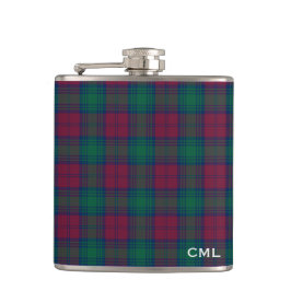 Clan Lindsay Tartan Monogrammed Heupfles