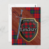 Clan Lindsay Tartan Sword & Shield Briefkaart (Voorkant / Achterkant)