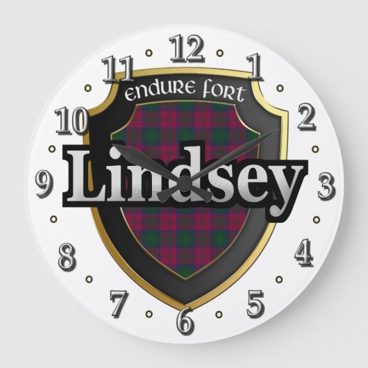 Clan Lindsey Tartan Scottish Dream Clock Grote Klok (Voorkant)