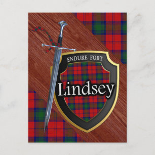 Clan Lindsey Tartan Sword & Shield Briefkaart