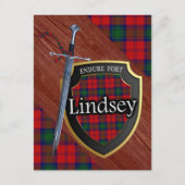 Clan Lindsey Tartan Sword & Shield Briefkaart (Voorkant)
