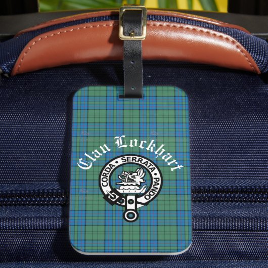 Clan Lockhart Crest Badge & Tartan Bagagelabel (Voorkant Insitu 2)