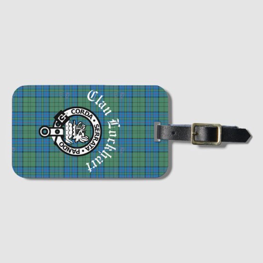 Clan Lockhart Crest Badge & Tartan Bagagelabel (Voorkant (horizontaal))