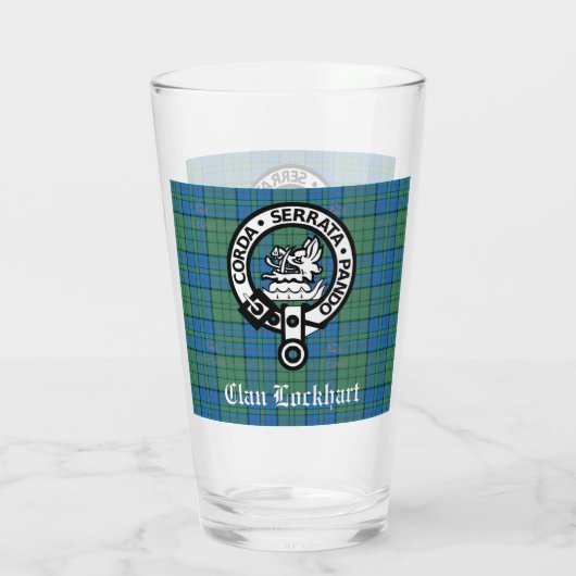 Clan Lockhart Crest Badge & Tartan Glas (Achterkant)