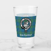 Clan Lockhart Crest Badge & Tartan Glas (Voorkant)