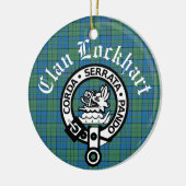Clan Lockhart Crest Badge & Tartan Keramisch Ornament (Links)