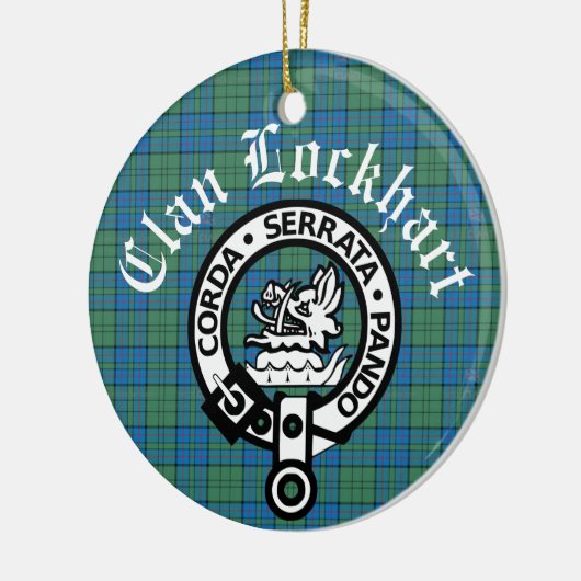 Clan Lockhart Crest Badge & Tartan Keramisch Ornament (Links)