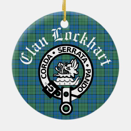 Clan Lockhart Crest Badge & Tartan Keramisch Ornament (Achterkant)