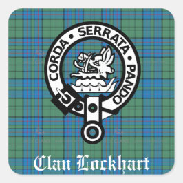Clan Lockhart Crest Badge & Tartan Vierkante Sticker