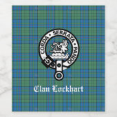 Clan Lockhart Crest Badge & Tartan Wijn Etiket (Enkel label)