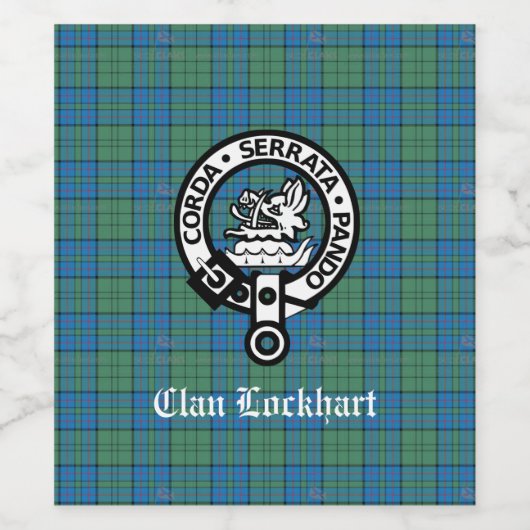 Clan Lockhart Crest Badge & Tartan Wijn Etiket (Enkel label)