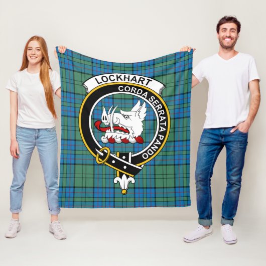 Clan Lockhart Schotse Ruit Plaid Fleece Deken (In situ)