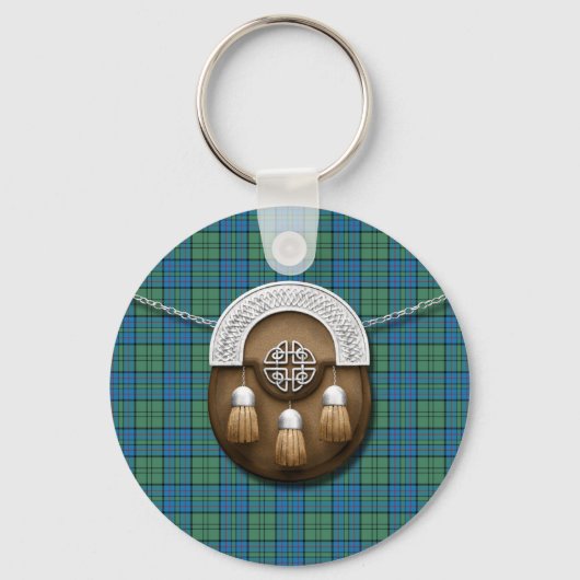 Clan Lockhart Tartan en Sporran Sleutelhanger (Voorkant)