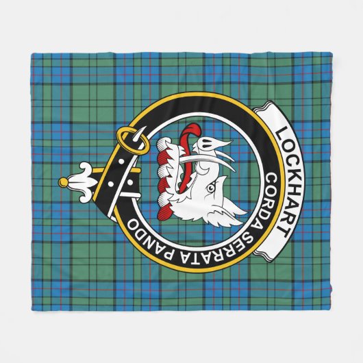 Clan Lockhart Tartan Pset Fleece Deken (Voorkant (Horizontaal))