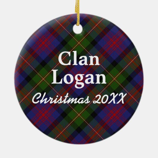 Clan Logan Scottish Tartan Keramisch Ornament (Achterkant)