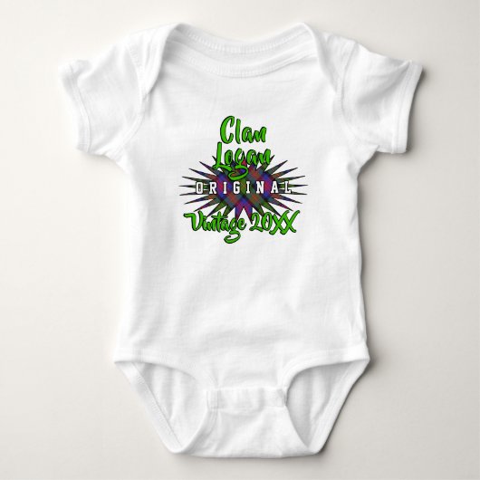 Clan Logan Tartan Burst Vintage Birthyear Romper (Voorkant)