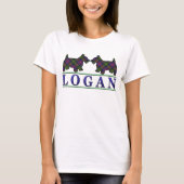 Clan Logan Tartan Scottie Dogs T-shirt (Voorkant)