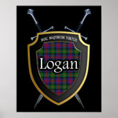 Clan Logan Tartan Scottish Shield & Swords Poster (Voorkant)