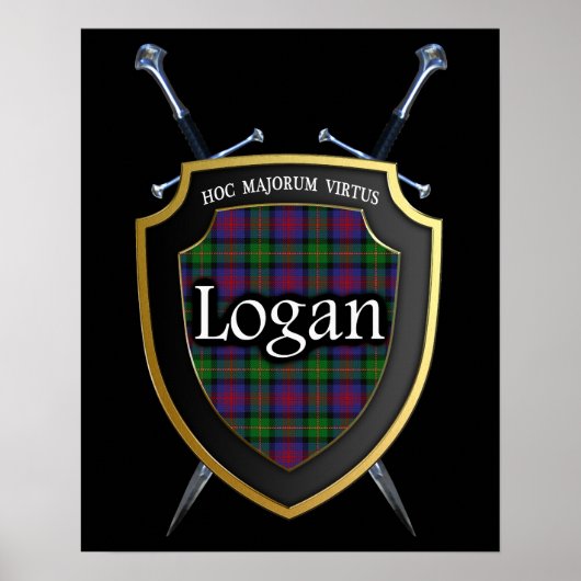 Clan Logan Tartan Scottish Shield & Swords Poster (Voorkant)