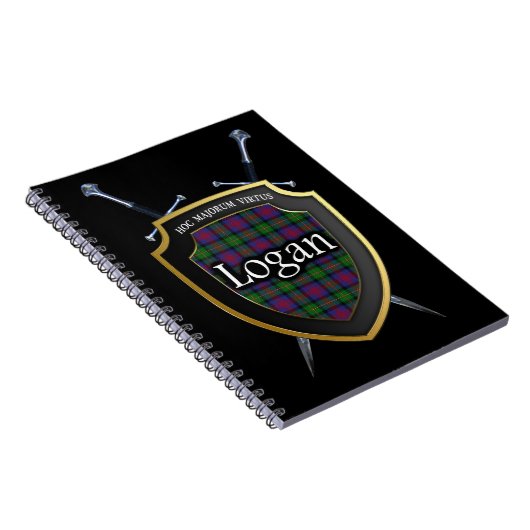 Clan Logan Tartan Shield & Zwaarden Notitieboek (Rechterzijde)