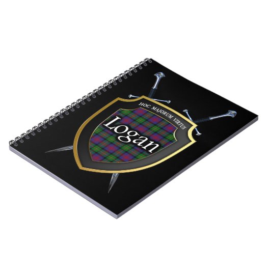 Clan Logan Tartan Shield & Zwaarden Notitieboek (Linkerzijde)