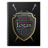 Clan Logan Tartan Shield & Zwaarden Notitieboek (Voorkant)