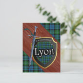 Clan Lyon Tartan Sword & Shield Briefkaart (Staand voorkant)