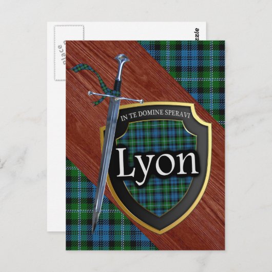 Clan Lyon Tartan Sword & Shield Briefkaart (Voorkant / Achterkant)