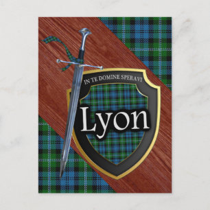 Clan Lyon Tartan Sword & Shield Briefkaart