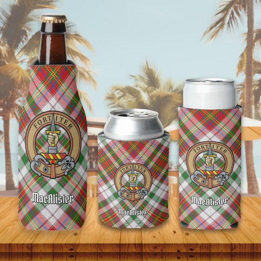 Clan MacAlister Crest over Jurk Tartan Flesjeskoeler