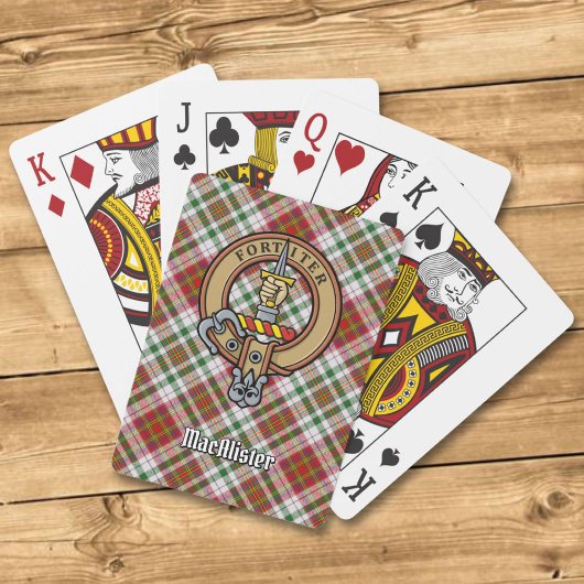Clan MacAlister Crest over Jurk Tartan Pokerkaarten