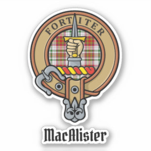 Clan MacAlister Crest over Jurk Tartan Sticker